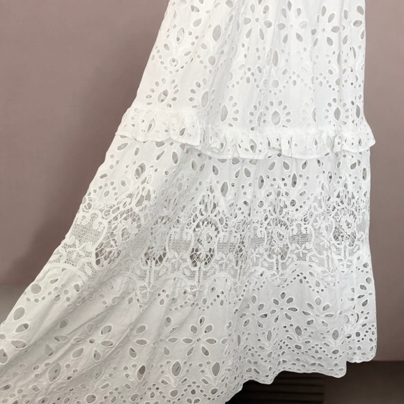 ASOS EDITION Twist Front Eyelet Lace Midi Dress White - Picture 9 of 11